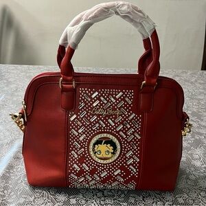 Betty Boop Red Satchel with Gold Accents